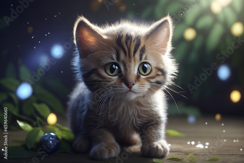 Photorealistic of a magical cute cat