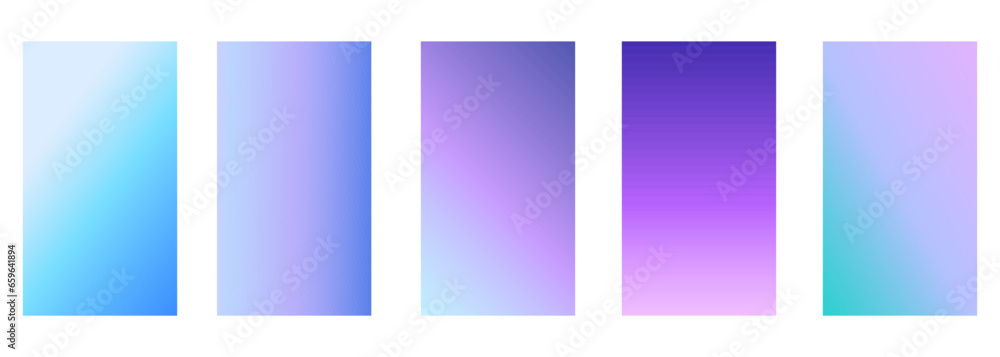 set of vector vertical spring purple backgrounds with pastel sunset colors
