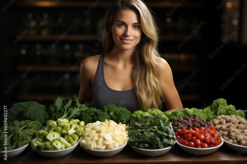 A nutritionist explaining the nutritional benefits of leafy greens and cruciferous vegetables in a balanced diet. Concept of dietary education. Generative Ai.