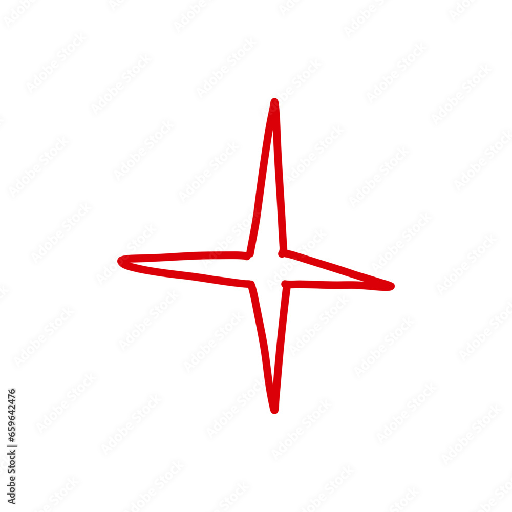 Obraz premium Red crystal star doodle sign