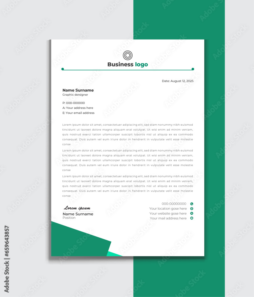 Simple & modern business letterhead design. Creative color use letterhead vector template Simple & modern business letterhead design. Creative color use letterhead vector template