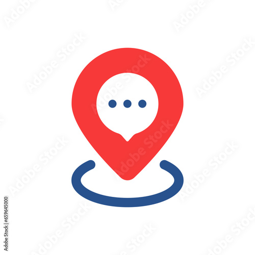 chat room icon with red pinpoint and speech bubble
