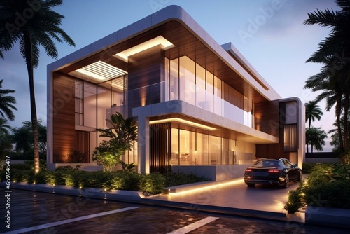 Luxurious contemporary home with sophisticated penthouse design. Generative AI
