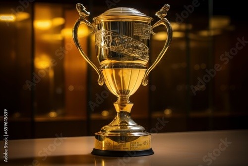 Monumental Championship trophy. Sport win reward. Generate Ai
