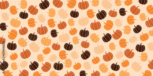 Dynie tło wektorowe. Wzór w dynie w barwach jesiennych.