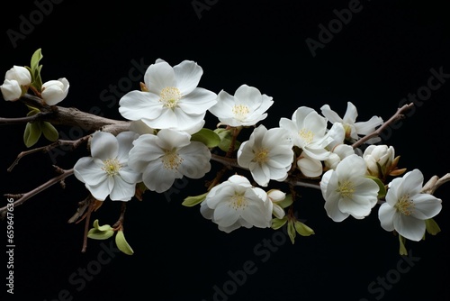 White flowers on a branch. Generative AI