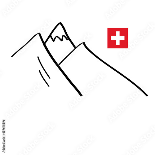 Schweiz - Schweizer Kreuz  mit  Bergen - Swiss Alps, Schweizer Alpen