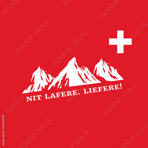 Nit Lafere - Liefere: Schweiz - Schweizer Kreuz mit Bergen - Swiss Alps