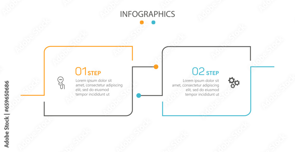 Vector infographic template with icons and 2 options or steps. Can be used for process diagram, presentations, workflow layout, flow chart, info graph - obrazy, fototapety, plakaty 