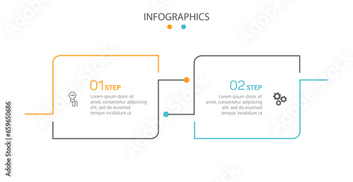 Vector infographic template with icons and 2 options or steps. Can be used for process diagram, presentations, workflow layout, flow chart, info graph