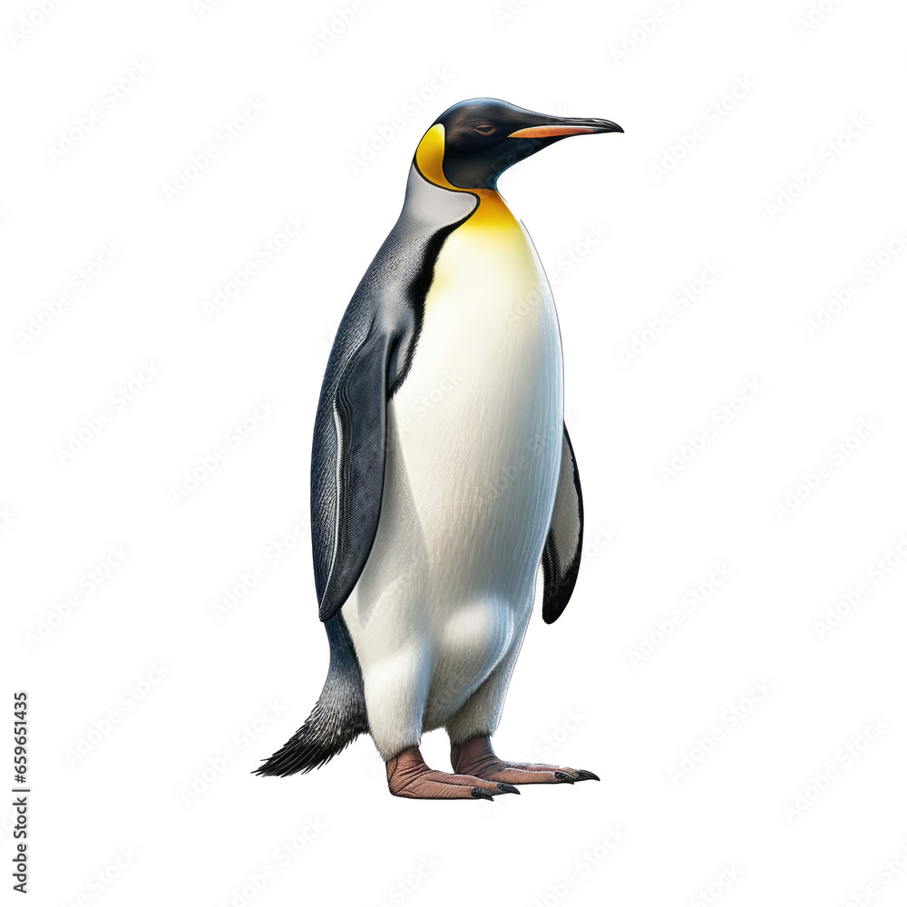Fototapeta premium Penguin full body side view isolated on transparent background.