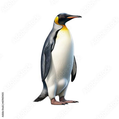 Penguin full body side view isolated on transparent background.