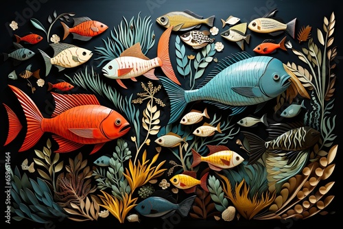 Illustration of underwater with fish