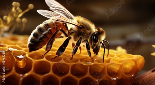 close-up of a bee on a honey, bee doing honey, bee in beehive, close-up of bee doing honey in beehive, honey background, bee wallpaper