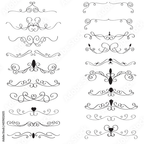 Hand drawn flourish dividers. Ornate text dividers