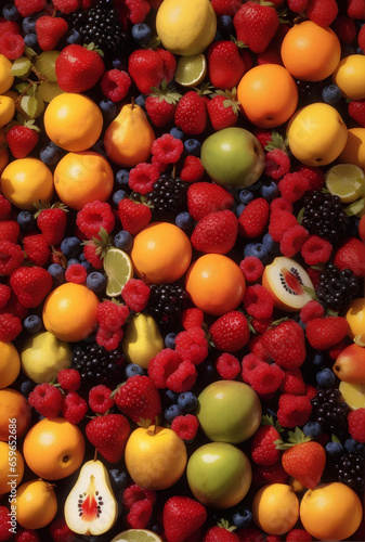 A lot of fruits vivid color background.