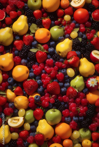 A lot of fruits vivid color background.