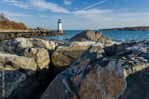 Harbor Lighthouse with Boulders
