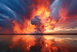 Ephemeral Cloud sunset explosion. Lava summer island. Generate Ai