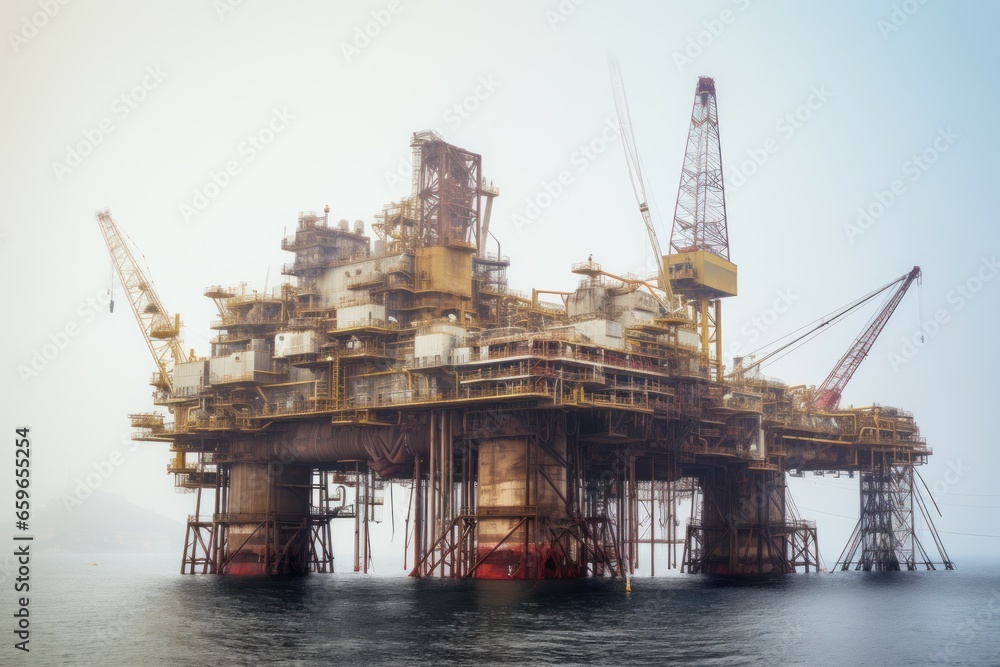 Offshore Sea petroleum platform. Industry rig. Generate Ai