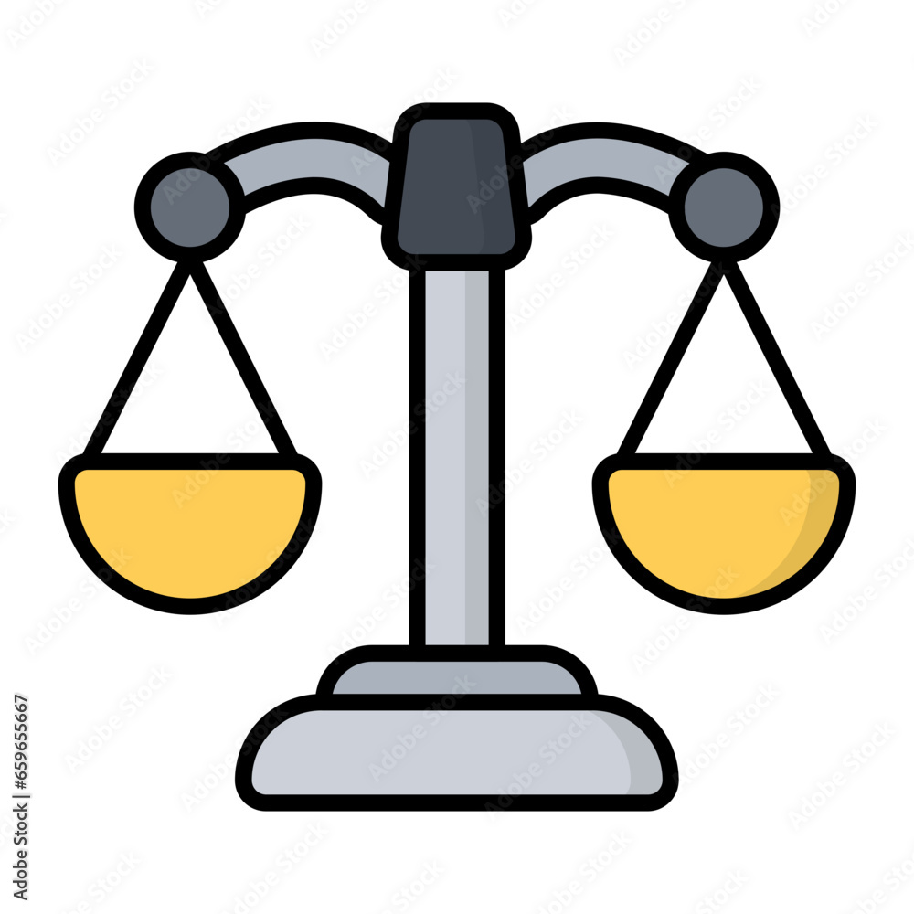 Law Scales Colored Outline Icon Law Scales Colored Outline Icon