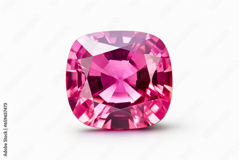 Pink sapphire on white background (high resolution 3D image) Pink sapphire on white background (high resolution 3D image)