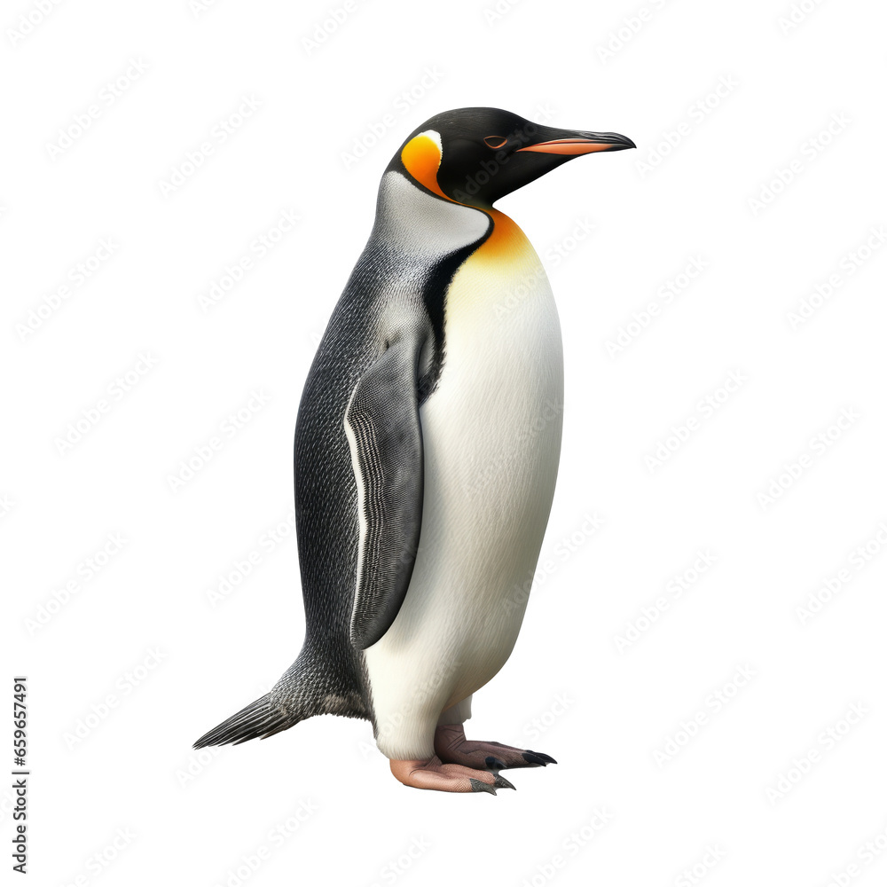 Fototapeta premium Penguin full body side view isolated on transparent background.generative ai