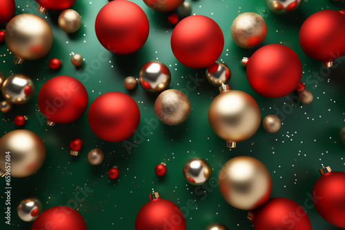 Wallpaper Mural Christmas seamless pattern festive xmas background with gold, red, green christmas balls and decoration. AI Generated Torontodigital.ca