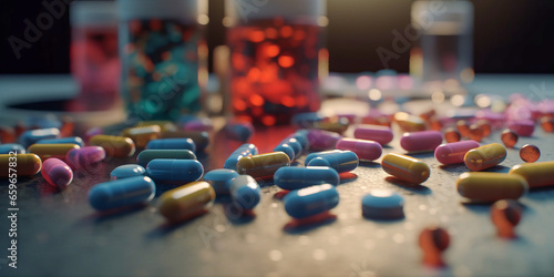 close up of a lot of pills photo