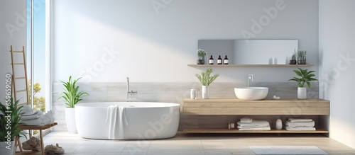 White bathroom interior in a modern home