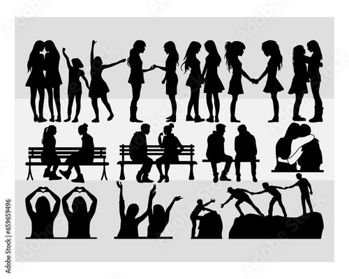 Best Friend Svg | Best Friend Silhouette |  Friendship Svg | Friends Forever Svg Bundle | Friendship Day Svg | Besties Svg | Bff Cut File | Clipart| Vector