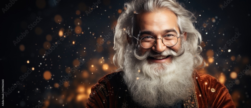 Happy santa claus in a dark studio. Happy santa claus in a dark studio.