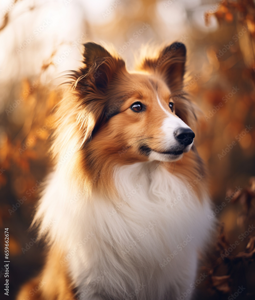 Portrait of sable shetland sheepdog