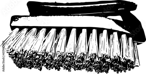 black and white of cleaning brushes with handle