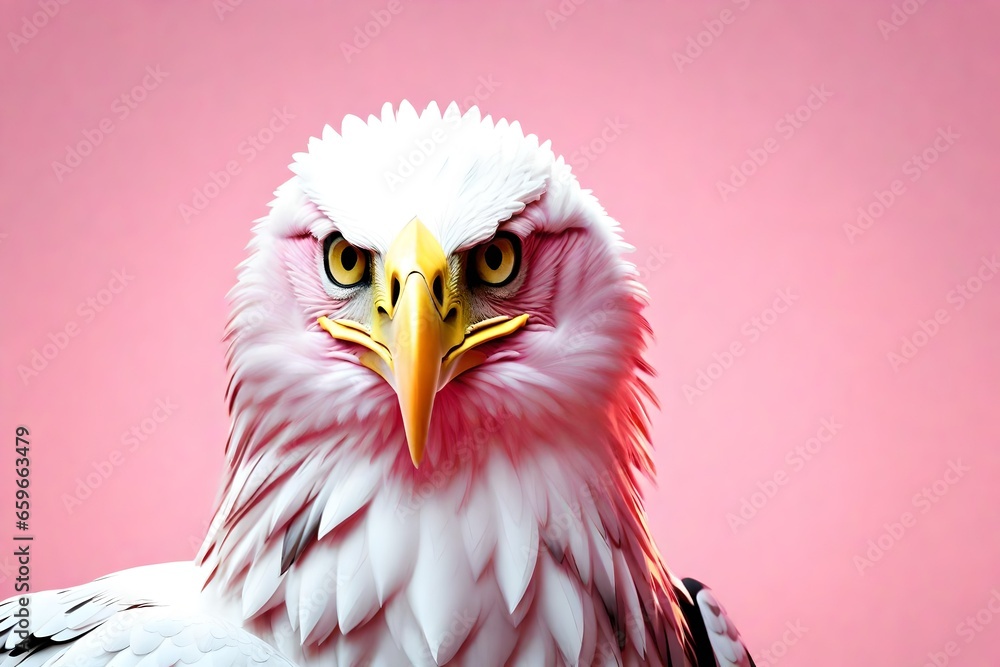Obraz premium White eagle head on a pink background