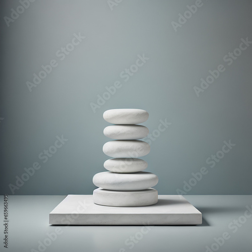 a White Stone Pedestal for Pproducts on a Soft Colored Background