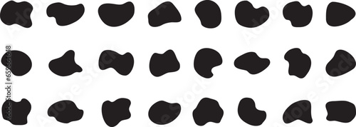 Organic blob irregular shape, abstract random liquid, fluid vector spot, pebble and stain, black silhouettes isolated on white background. Geometric illustration