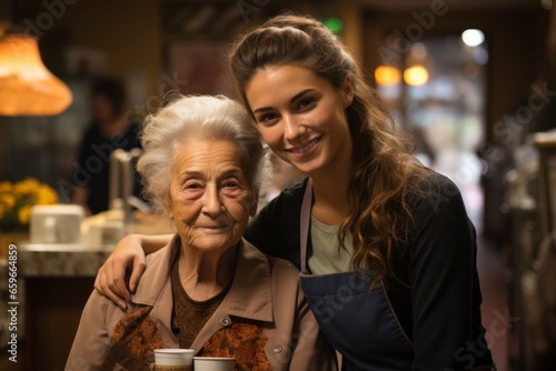 A compassionate nurse administering care to elderly residents in a nursing home  emphasizing the importance of geriatric medicine and quality of life in old age