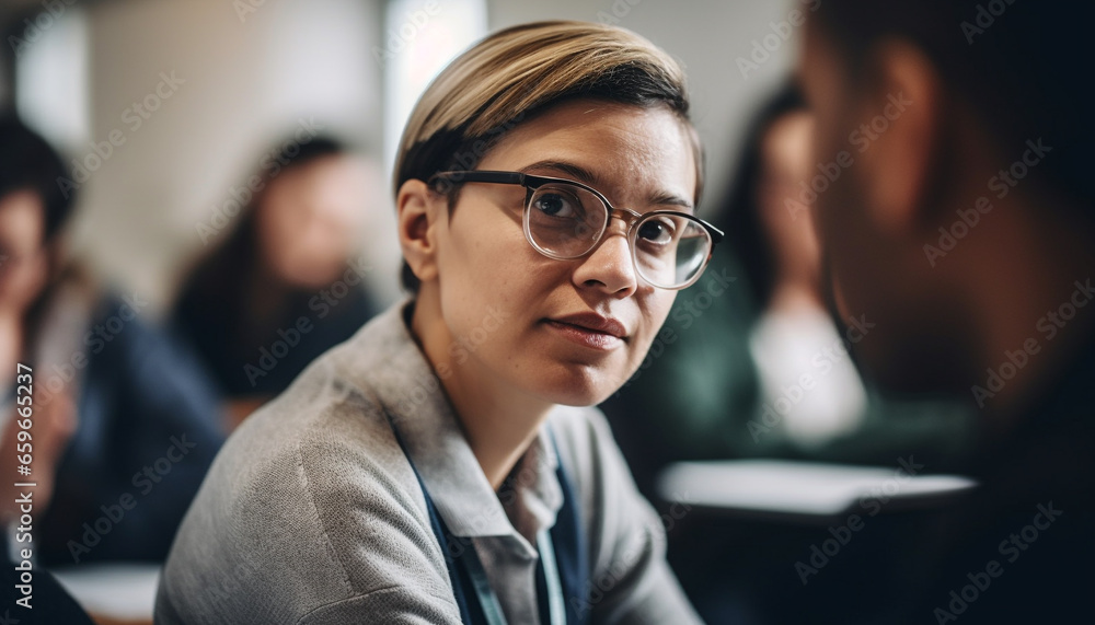 Young adults studying in a diverse classroom generative AI Young adults studying in a diverse classroom generative AI