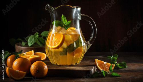 Organic citrus mojito, a healthy summer refreshment generative AI