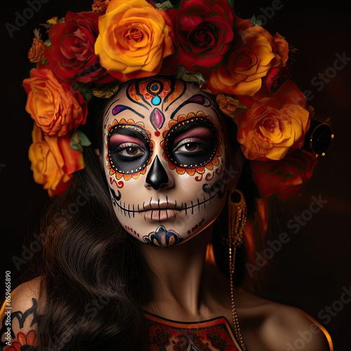 A Mexican Beauty's Tribute to Day of the Dead in La Cuera photo