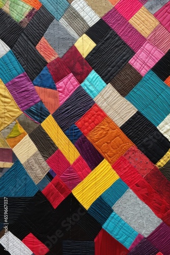 Patchwork fabric texture. Fabric collage. Generative AI
