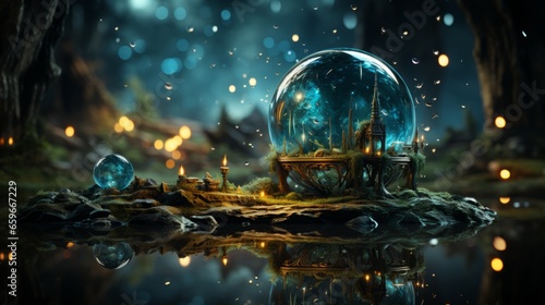 Enchanting Spheres: Celestial Reflections in Transparent Bubbles, generative AI