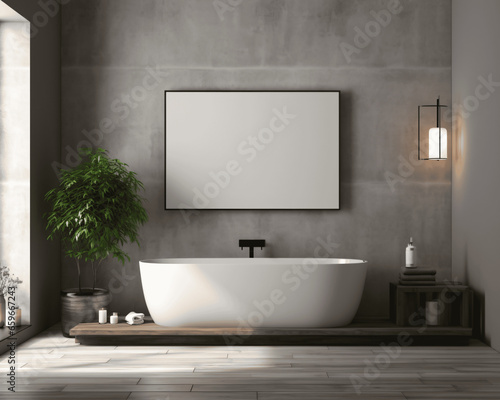 Mock up poster frame for bathroom wall d  cor with artwork 