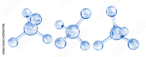 Model of a glass methane molecule. Abstract molecular shape isolated on background. 3d illustration photo