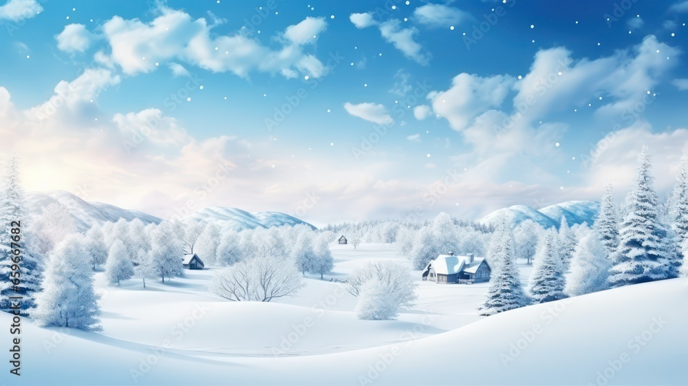 Winter christmas scenic landscape created with Generative AI