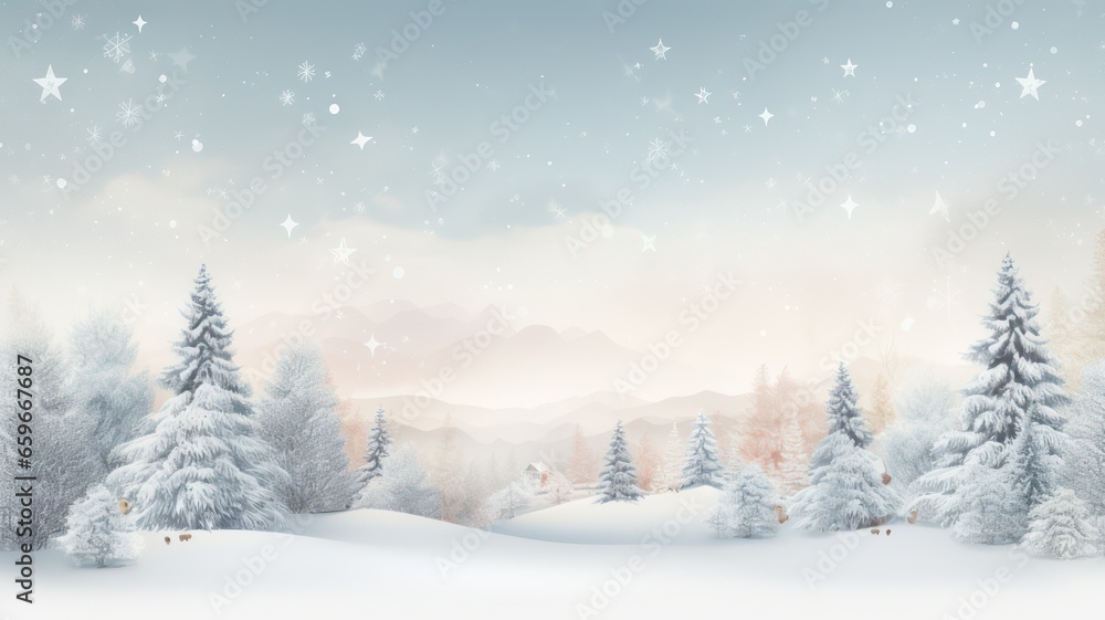 Naklejka premium Winter christmas scenic landscape created with Generative AI