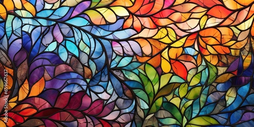 Wallpaper Mural Complex art of stained glass, artistically assembled with diverse hues of vibrant glass fragments , concept of Translucent masterpiece Torontodigital.ca