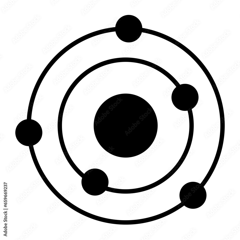 Atom Glyph Icon Atom Glyph Icon