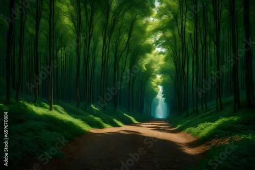 Travel nature  with green trees border